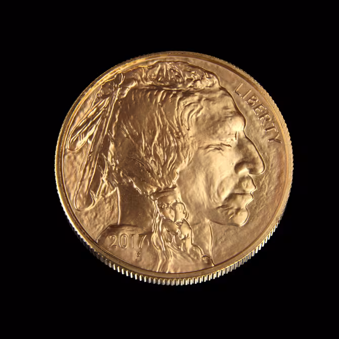 American Buffalo Goldmuenze 1 oz Detailansicht Ureinwohner Portraet LIBERTY