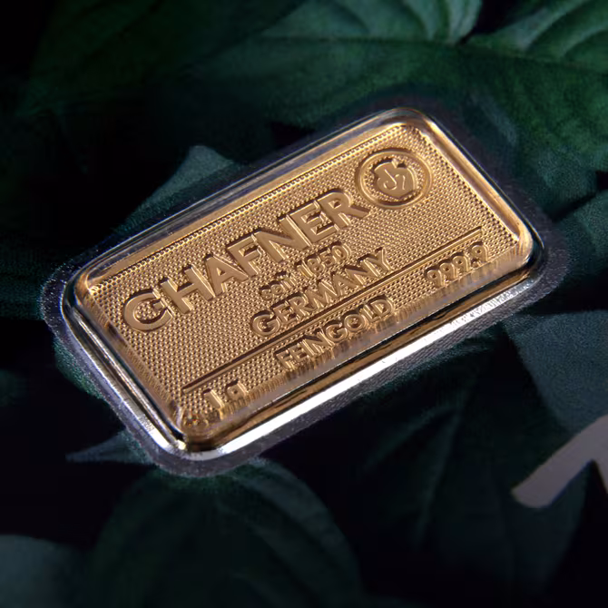 C. Hafner Goldbarren 1g Happy Birthday Vorderseite mit Geburtstagskarte
