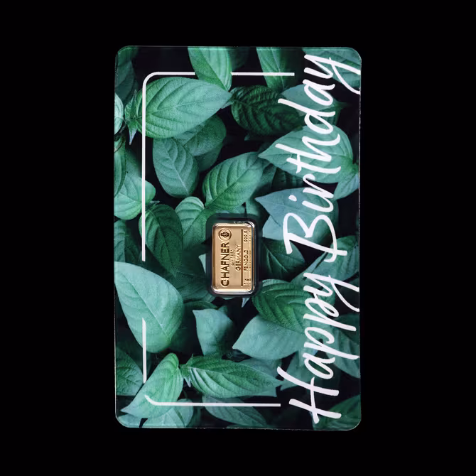 C. Hafner Goldbarren 1g Happy Birthday Detailansicht des Goldbarrens