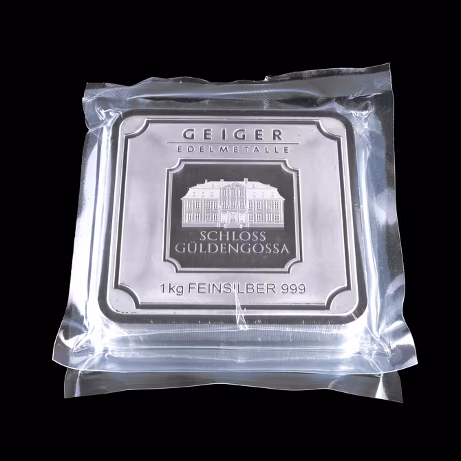 Geiger Silberbarren 1kg Echtheitszertifikat mit Hologramm-Siegel
