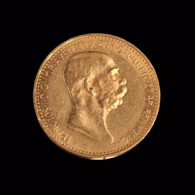 Goldmünze 10 Kronen Franz Joseph 1908 Vorderseite mit Kaiserportrait