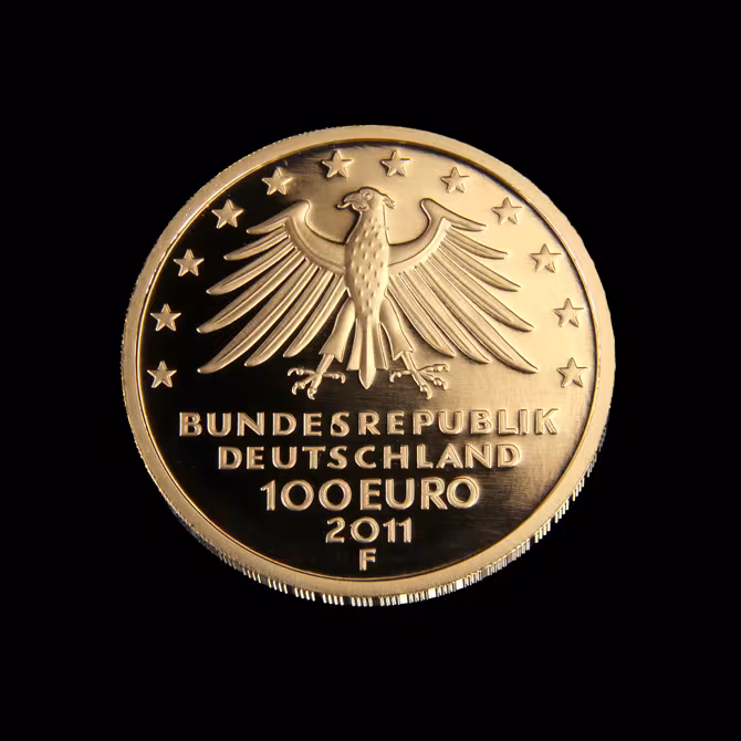 Goldmünze 100 Euro UNESCO Wartburg 2011 Rückseite Bundesadler BUNDESREPUBLIK DEUTSCHLAND