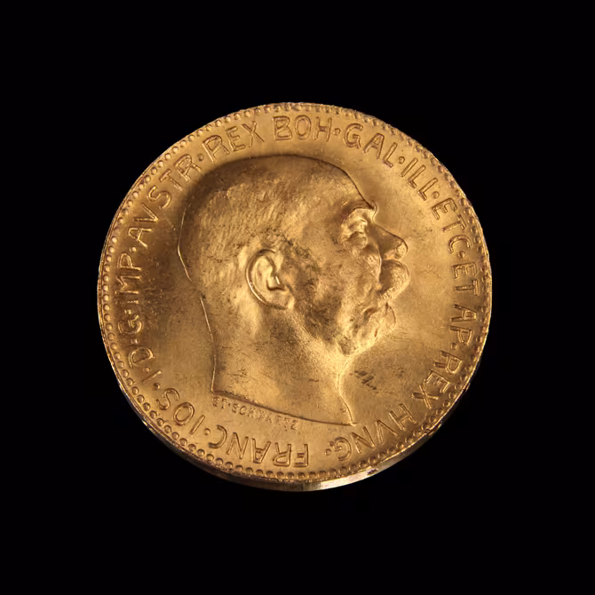 Goldmünze 20 Kronen Franz Joseph I. 1915 Nachprägung Vorderseite mit Kaiserportrait