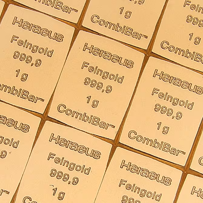 Heraeus CombiBar Goldtafel 20x1g komplett geoeffneter Blister