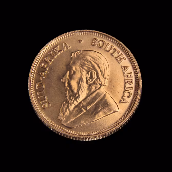 Krügerrand Goldmünze 1/10 oz Vorderseite mit Paul Kruger Portrait