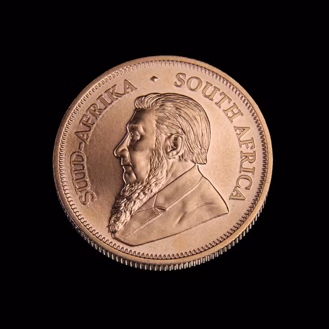 Krügerrand Goldmünze 1/2 oz Rückseite mit Springbock und FYNGOUD 1/2 OZ FINE GOLD