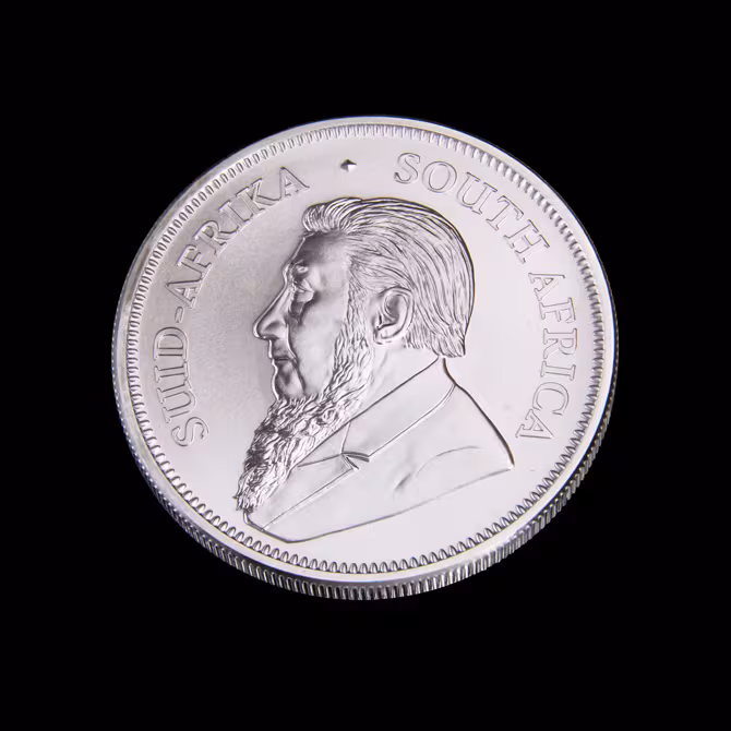 Kruegerrand Silbermuenze 1 oz 2019 Rueckseite Portraet Paul Kruger SUID-AFRIKA SOUTH AFRICA frontal