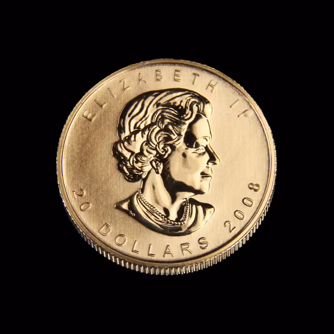 Royal Canadian Mint Maple Leaf Goldmünze 1/2 oz Rückseite Queen Elizabeth II 20 Dollars