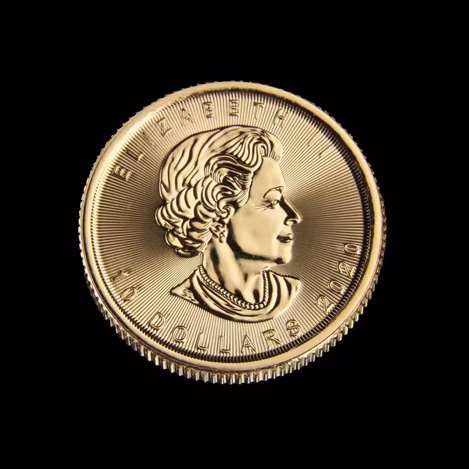 Royal Canadian Mint Maple Leaf Goldmünze 1/4 oz Rückseite Queen Elizabeth II 10 Dollars