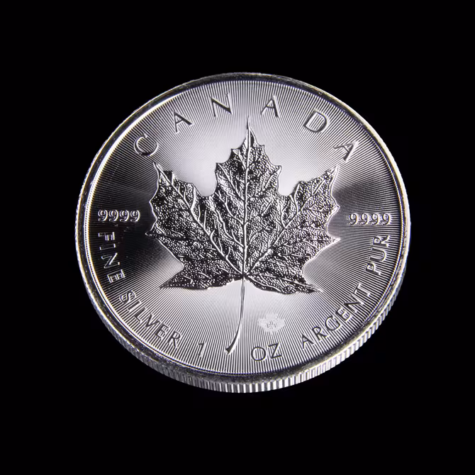 Maple Leaf Silbermuenze 1 oz 2023 Vorderseite Ahornblatt frontal CANADA 9999 FINE SILVER 1 OZ