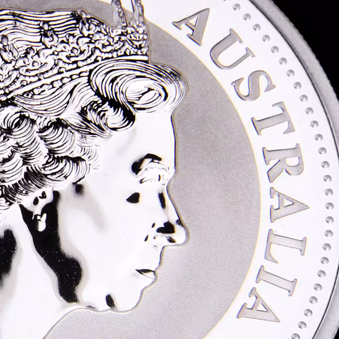 Perth Mint Australian Koala Silbermuenze 1 oz 2012 Detailansicht Portraet Elizabeth II. mit Krone AUSTRALIA