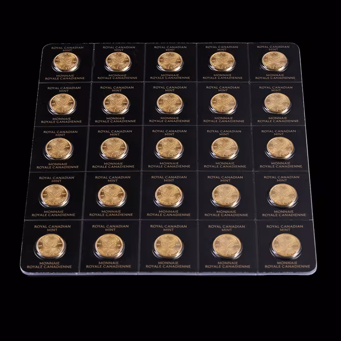 Royal Canadian Mint Maple Leaf Maplegram25 25x1g Muenzkarte geschlossen