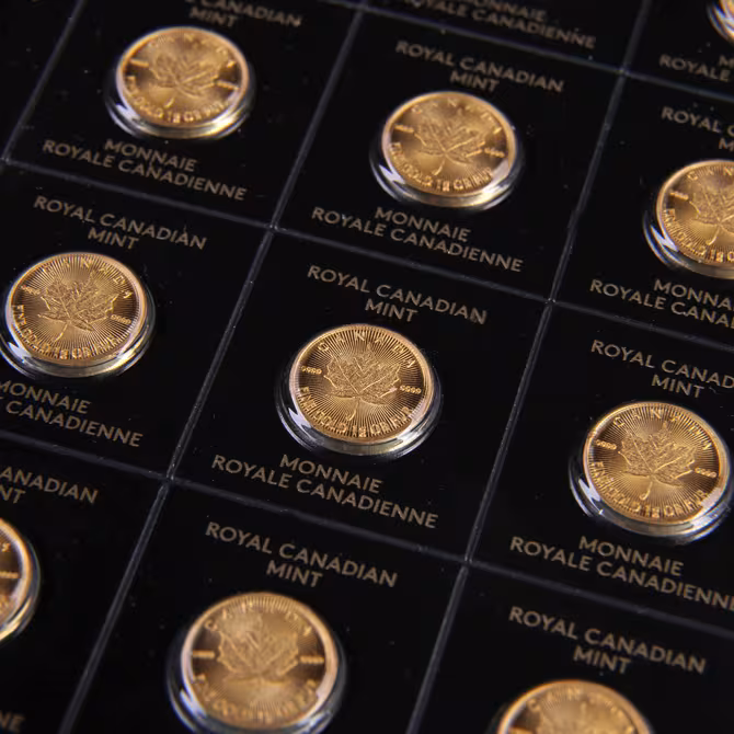 Royal Canadian Mint Maple Leaf Maplegram25 25x1g Muenzkarte geoeffnet