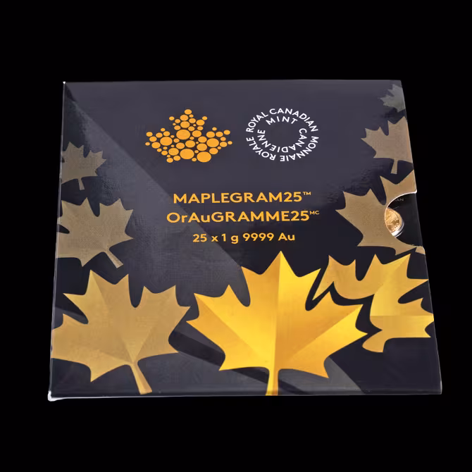 Royal Canadian Mint Maple Leaf Maplegram25 25x1g Vorderseite Set