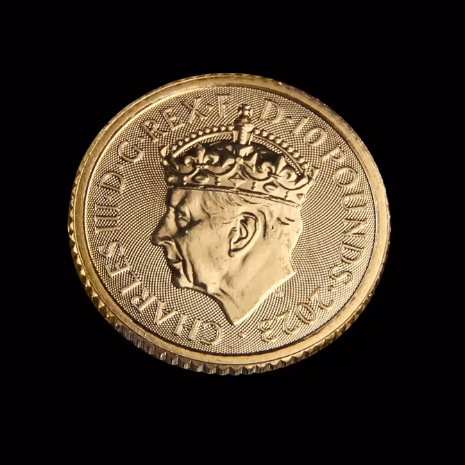 Royal Mint Coronation Goldmuenze 1 oz 2023 Rueckseite Portraet Charles III. 10 Pounds 2023